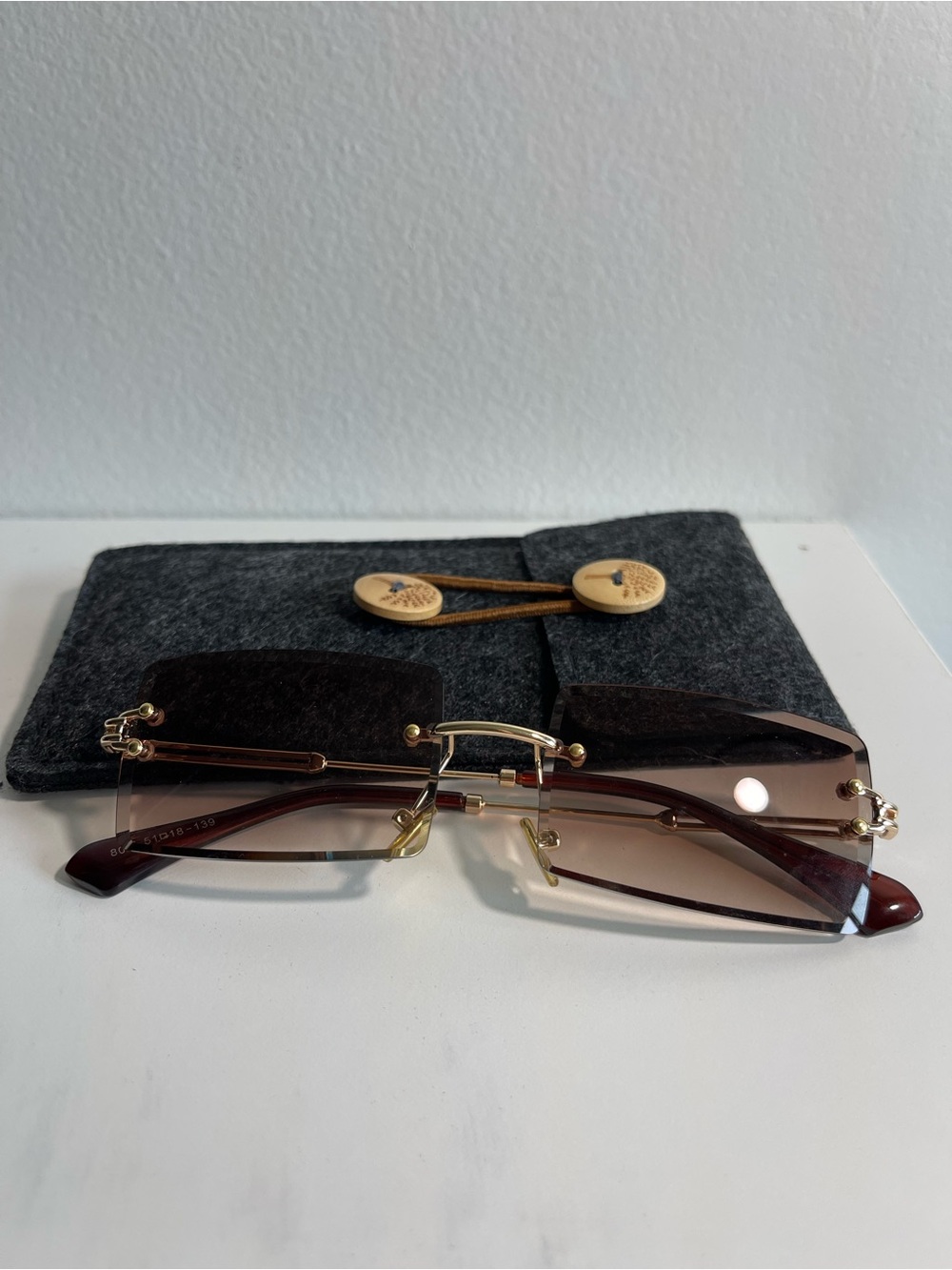 Gold & Brown Rimless Women's Sunglasses